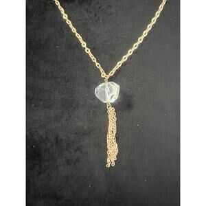 Vintage Gold Chain & Stylish Crystal Pendant Necklace with Tassel Embellishment